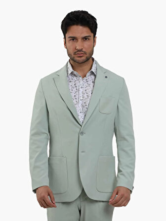 Dufy Yeşil Erkek Slim Fit Düz Mono Yaka Casual Ceket - 104431