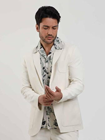 Dufy Bej Erkek Slim Fit Düz Mono Yaka Casual Ceket - 104432