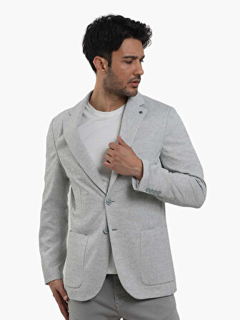 Dufy Haki Erkek Slim Fit Armürlü Mono Yaka Ceket - 104433