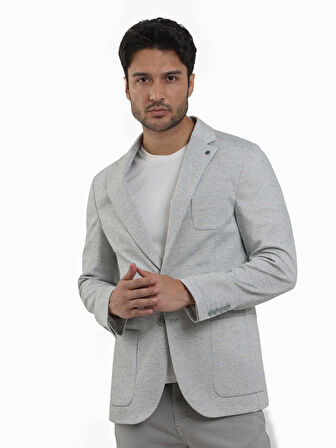 Dufy Haki Erkek Slim Fit Armürlü Mono Yaka Ceket - 104433