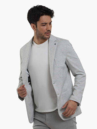 Dufy Haki Erkek Slim Fit Armürlü Mono Yaka Ceket - 104433