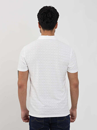 Dufy Beyaz Erkek Slim Fit Jakarlı Polo Yaka Tshirt - 105214
