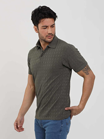 Dufy Yeşil Erkek Slim Fit Jakarlı Polo Yaka Tshirt - 105219