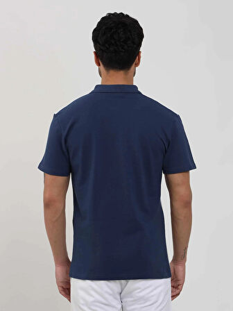 Dufy Lacivert Erkek Slim Fit Düz Polo Yaka Tshirt - 105264