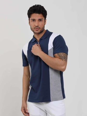 Dufy Lacivert Erkek Slim Fit Düz Polo Yaka Tshirt - 105264