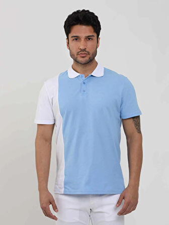 Dufy Mavi Erkek Slim Fit Desenli Polo Yaka Tshirt - 105279