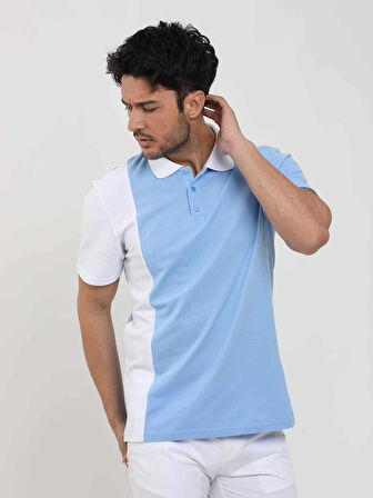 Dufy Mavi Erkek Slim Fit Desenli Polo Yaka Tshirt - 105279