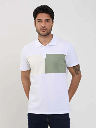 Dufy Beyaz Erkek Slim Fit Desenli Polo Yaka Tshirt - 105284