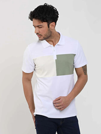 Dufy Beyaz Erkek Slim Fit Desenli Polo Yaka Tshirt - 105284