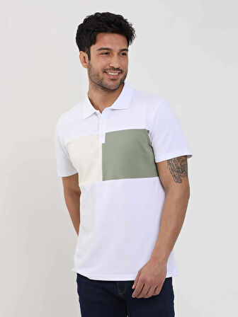 Dufy Beyaz Erkek Slim Fit Desenli Polo Yaka Tshirt - 105284