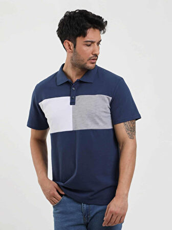 Dufy Lacivert Erkek Slim Fit Desenli Polo Yaka Tshirt - 105289