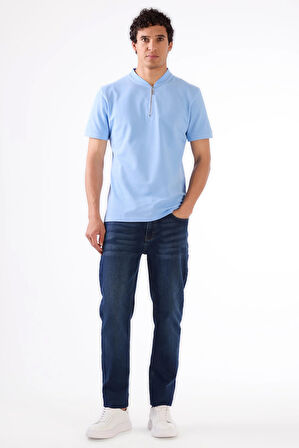 Mavi Erkek Slim Fit Desenli Polo Yaka T-shirt 