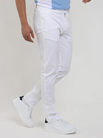 Dufy Beyaz Erkek Regular Fit Düz Pantolon - 105343