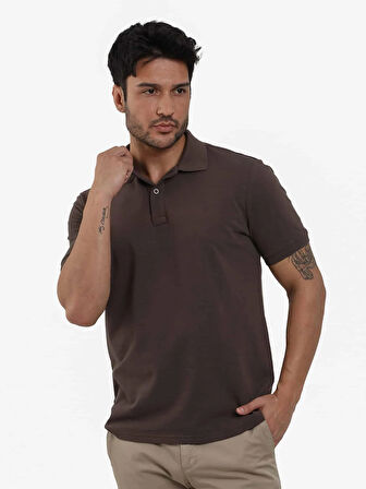 Dufy Kahverengi Erkek Slim Fit Düz Polo Yaka Tshirt - 105111