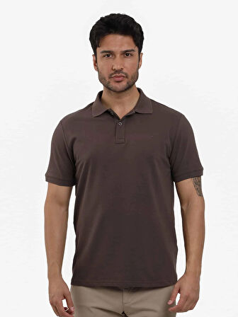 Dufy Kahverengi Erkek Slim Fit Düz Polo Yaka Tshirt - 105111