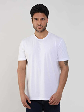 Dufy Beyaz Erkek Slim Fit Düz O Yaka Tshirt - 105456