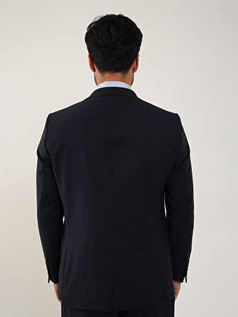 Dufy Lacivert Erkek Regular Fit Düz Mono Yaka Takım Elbise - 106715