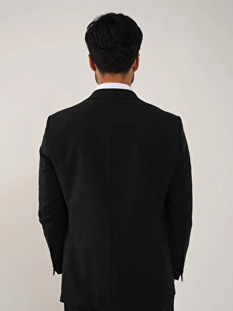 Dufy Siyah Erkek Regular Fit Düz Mono Yaka Takım Elbise - 106723