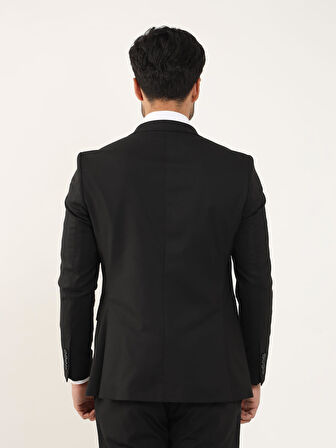 Dufy Siyah Erkek Regular Fit Düz Mono Yaka Takım Elbise - 106904
