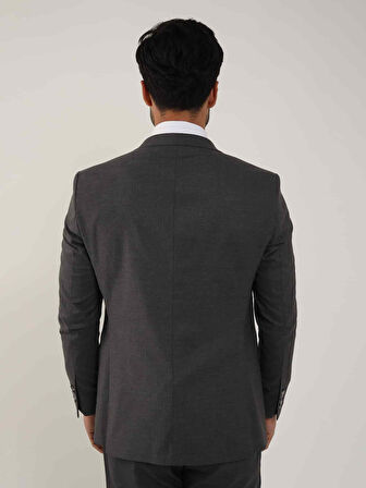 Dufy Koyu Gri Erkek Regular Fit Düz Mono Yaka Takım Elbise - 106912