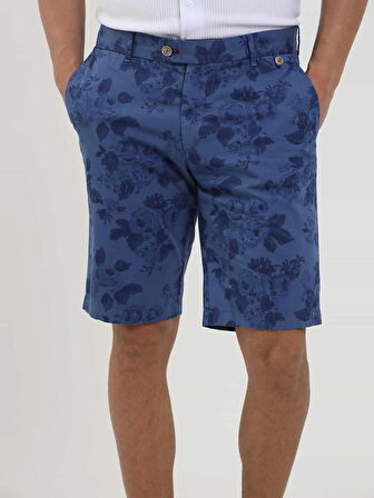 Dufy Saks Erkek Slim Fit Çiçek Desenli Short - 107687