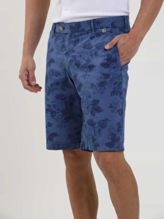 Dufy Saks Erkek Slim Fit Çiçek Desenli Short - 107687