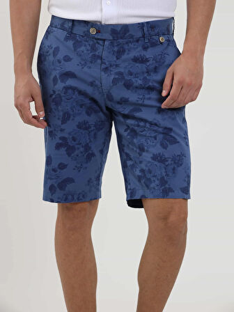 Dufy Saks Erkek Slim Fit Çiçek Desenli Short - 107687