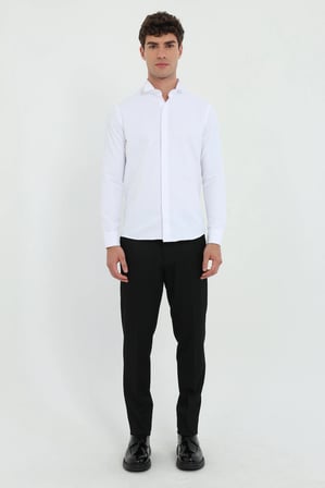 Erkek Slim Fit Ata Yaka Beyaz Gömlek