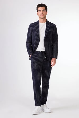 Erkek Slim Fit Mono Yaka Lacivert Ceket
