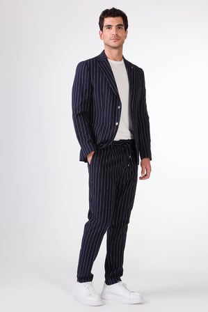 Erkek Slim Fit Mono Yaka Lacivert Ceket