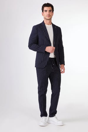 Erkek Slim Fit Mono Yaka Lacivert Ceket