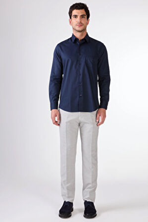 Lacivert Erkek Slim Fit Klasik Yaka Uzun Kol Gömlek - 108000