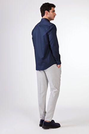 Lacivert Erkek Slim Fit Klasik Yaka Uzun Kol Gömlek - 108000