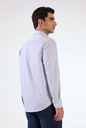 Açık Mavi Fitilli Uzun Kol Regular Fit Erkek Gömlek