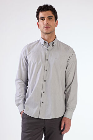 Siyah Çizgili Uzun Kol Regular Fit Erkek Gömlek