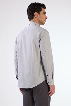 Siyah Çizgili Uzun Kol Regular Fit Erkek Gömlek