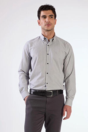 Siyah Çizgili Uzun Kol Regular Fit Erkek Gömlek