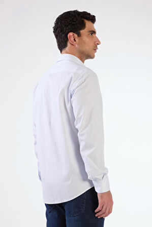 Açık Mavi Kare Desen Regular Fit Uzun Kol Erkek Gömlek