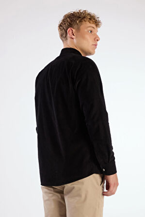 Siyah Fitilli Cepli Regular Fit Erkek Gömlek