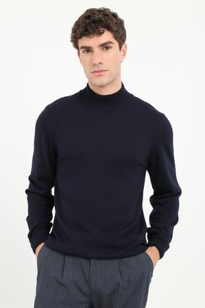 Erkek Slim Fit Yarım Balıkçı Yaka Lacivert Triko