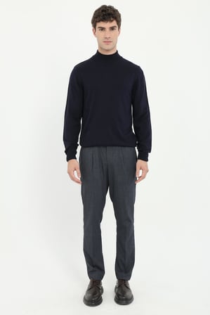 Erkek Slim Fit Yarım Balıkçı Yaka Lacivert Triko