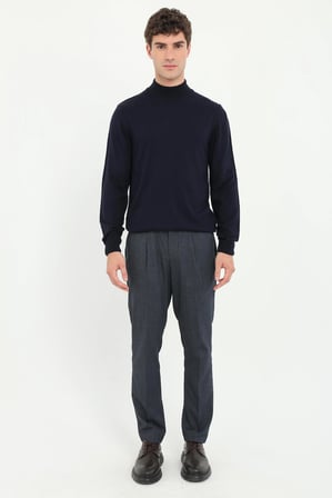 Erkek Slim Fit Yarım Balıkçı Yaka Lacivert Triko