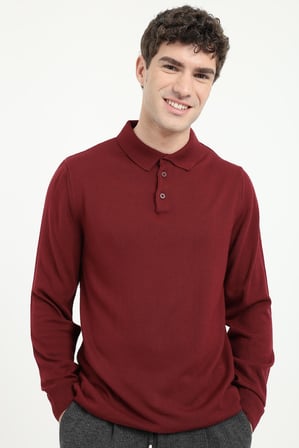 Erkek Slim Fit Yarım Balıkçı Yaka Bordo Triko