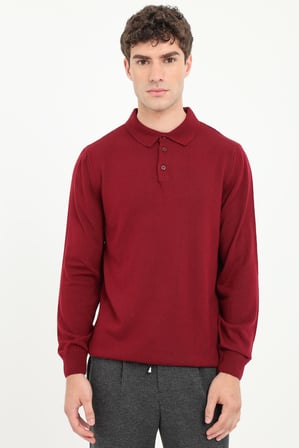 Erkek Slim Fit Yarım Balıkçı Yaka Bordo Triko