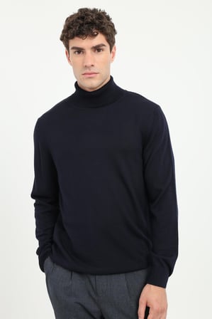 Erkek Slim Fit Yarım Balıkçı Yaka Lacivert Triko