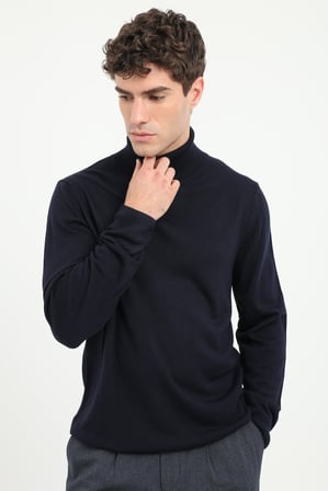 Erkek Slim Fit Yarım Balıkçı Yaka Lacivert Triko