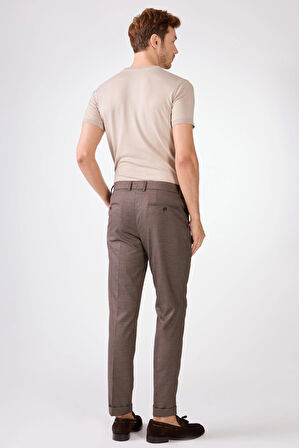 Kahve Düz Slim Fit Casual Erkek Pantolon 
