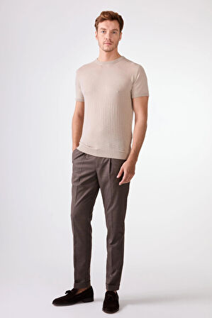 Kahve Düz Slim Fit Casual Erkek Pantolon 