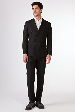 Siyah   Düz Erkek Takım Elbise - Slim Fit