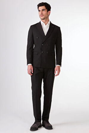 Siyah   Düz Erkek Takım Elbise - Slim Fit